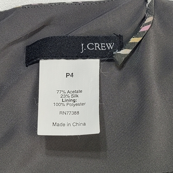J. Crew Midi Dress Sleeveless Silk Blend V-Neck in Multicolor Chevron, Size 4P - Picture 9 of 13